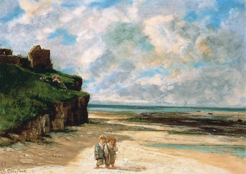 Gustave Courbet | Stranden ved Saint-Aubin-sur-Mer - 1867 | Indrammet kunsttryk | Realisme