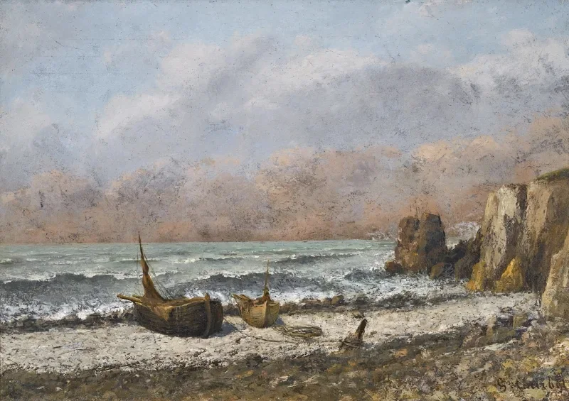 Gustave Courbet | To både på stranden – 1860 | Indrammet kunsttryk | Realisme