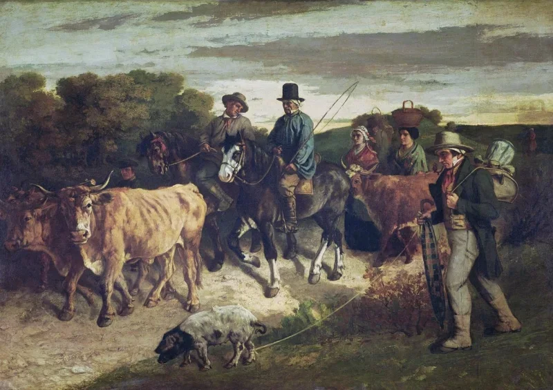 Gustave Courbet | Flageys bønder vender tilbage fra markedet - 1850 | Indrammet kunsttryk | Realisme