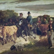 Gustave Courbet | Flageys bønder vender tilbage fra markedet - 1850 | Indrammet kunsttryk | Realisme