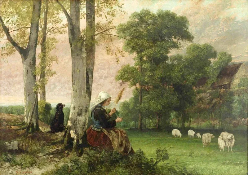 Gustave Courbet | Hyrdinden - 1850 | Indrammet kunsttryk | Realisme