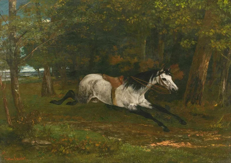 Gustave Courbet | Durchgehendes Pferd - 1861 | Gerahmter Kunstdruck | Realismus