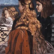 Gustave Courbet | Tre unge englænderinder ved et vindue – 1865 | Indrammet kunsttryk | Realisme