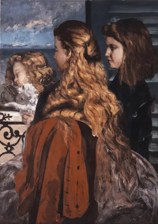 Gustave Courbet | Tre unge englænderinder ved et vindue – 1865 | Indrammet kunsttryk | Realisme