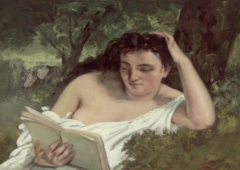 Gustave Courbet | En ung kvinde læser – 1866 | Indrammet kunsttryk | Realisme