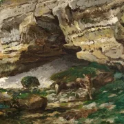 Gustave Courbet | Klippelandskab med hjorte – 1860 | Indrammet kunsttryk | Realisme