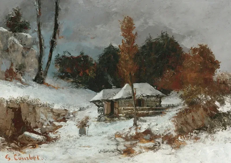 Gustave Courbet | Knippebærer i et snelandskab – 1861 | Indrammet kunsttryk | Realisme