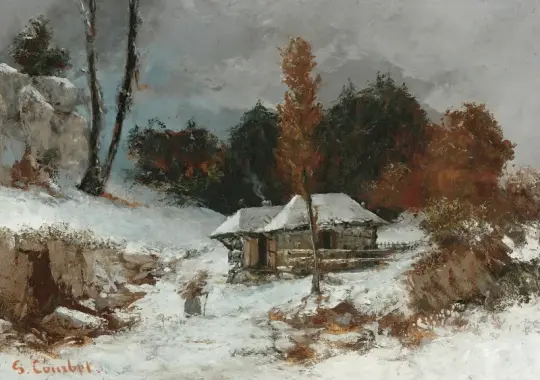 Gustave Courbet | Knippebærer i et snelandskab – 1861 | Indrammet kunsttryk | Realisme
