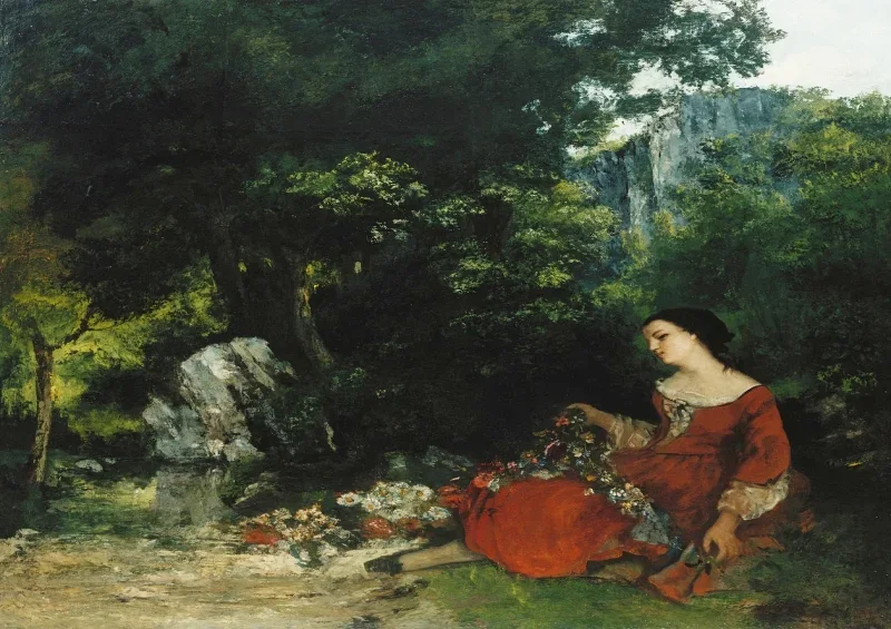 Gustave Courbet | Kvinde med en krans - 1856 | Indrammet kunsttryk | Realisme