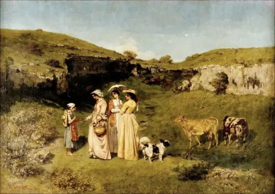 Gustave Courbet | Landsbyens unge damer - 1851 | Indrammet kunsttryk | Realisme