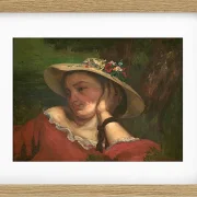 Gustave Courbet – Frau mit Blumen auf ihrem Hut 1857 | Giclée Kunstdruck gerahmt