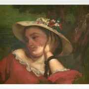 Gustave Courbet – Frau mit Blumen auf ihrem Hut 1857 | Giclée Kunstdruck gerahmt