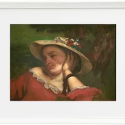Gustave Courbet – Frau mit Blumen auf ihrem Hut 1857 | Giclée Kunstdruck gerahmt