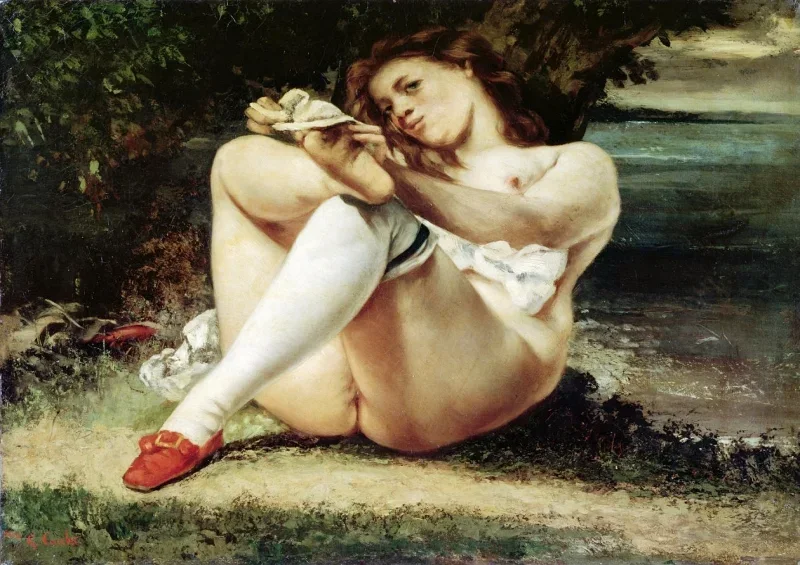 Gustave Courbet | Kvinde med hvide strømper - 1861 | Indrammet kunsttryk | Realisme