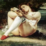 Gustave Courbet | Kvinde med hvide strømper - 1861 | Indrammet kunsttryk | Realisme