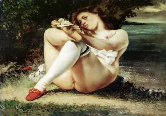 Gustave Courbet | Kvinde med hvide strømper - 1861 | Indrammet kunsttryk | Realisme