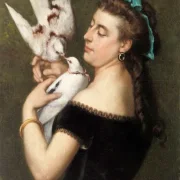 Gustave Courbet | Kvinde med duer - 1860 | Indrammet kunsttryk | Realisme