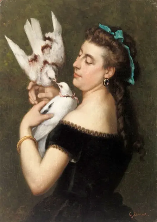 Gustave Courbet | Kvinde med duer - 1860 | Indrammet kunsttryk | Realisme