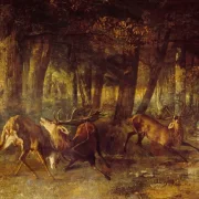 Gustave Courbet | Forårsbrunst, hjortekamp - 1861 | Indrammet kunsttryk | Realisme