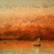 Gustave Courbet | Genfer See bei Sonnenuntergang - 1860 | Gerahmter Kunstdruck | Realismus