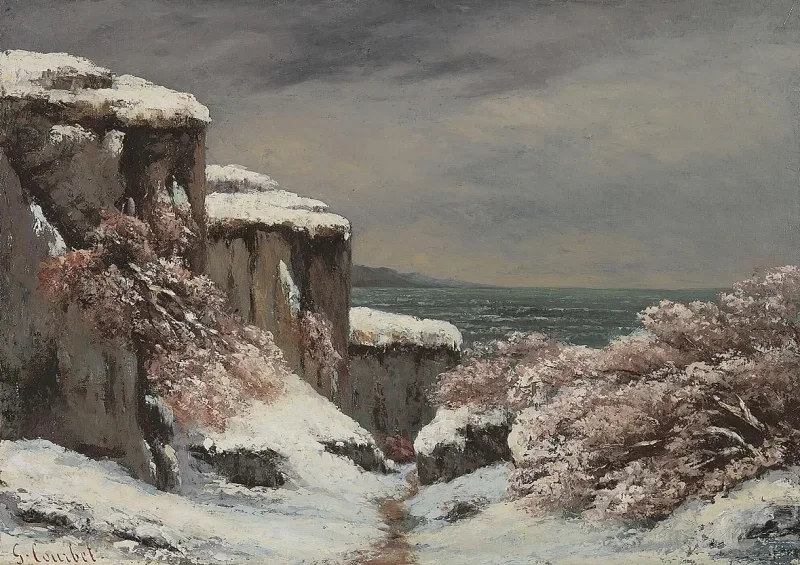 Gustave Courbet | Klipper ved havet under sneen - 1864 | Indrammet kunsttryk | Realisme