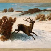 Gustave Courbet – Hirsch läuft im Schnee 1856 | Giclée Kunstdruck gerahmt
