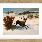Gustave Courbet – Hirsch läuft im Schnee 1856 | Giclée Kunstdruck gerahmt