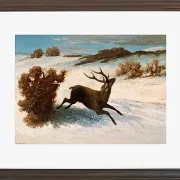Gustave Courbet – Hirsch läuft im Schnee 1856 | Giclée Kunstdruck gerahmt