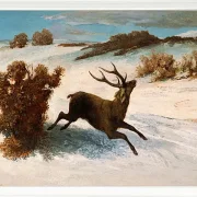 Gustave Courbet – Hirsch läuft im Schnee 1856 | Giclée Kunstdruck gerahmt