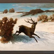 Gustave Courbet – Hirsch läuft im Schnee 1856 | Giclée Kunstdruck gerahmt