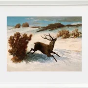 Gustave Courbet – Hirsch läuft im Schnee 1856 | Giclée Kunstdruck gerahmt