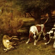 Gustave Courbet | Jagthunde med død hare – 1857 | Indrammet kunsttryk | Realisme