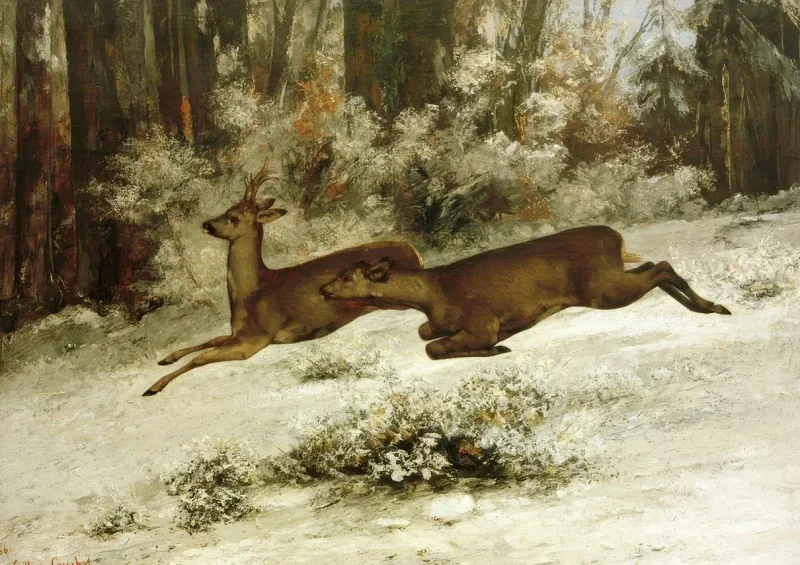 Gustave Courbet | Rådyrjagtscene i Franche-Comté – 1866 | Indrammet kunsttryk | Realisme