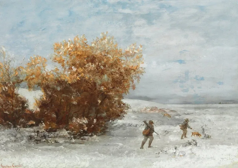 Gustave Courbet | Jægere i sneen – 1866 | Indrammet kunsttryk | Realisme
