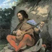 Gustave Courbet | Guitaristen - 1844 | Indrammet kunsttryk | Realisme