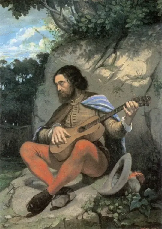 Gustave Courbet | Guitaristen - 1844 | Indrammet kunsttryk | Realisme