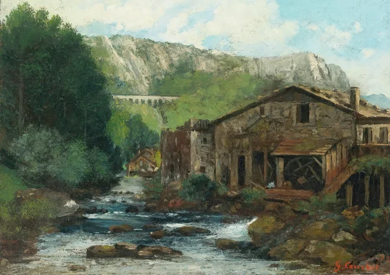 Gustave Courbet | En mølle i et klippelandskab – 1873 | Indrammet kunsttryk | Realisme