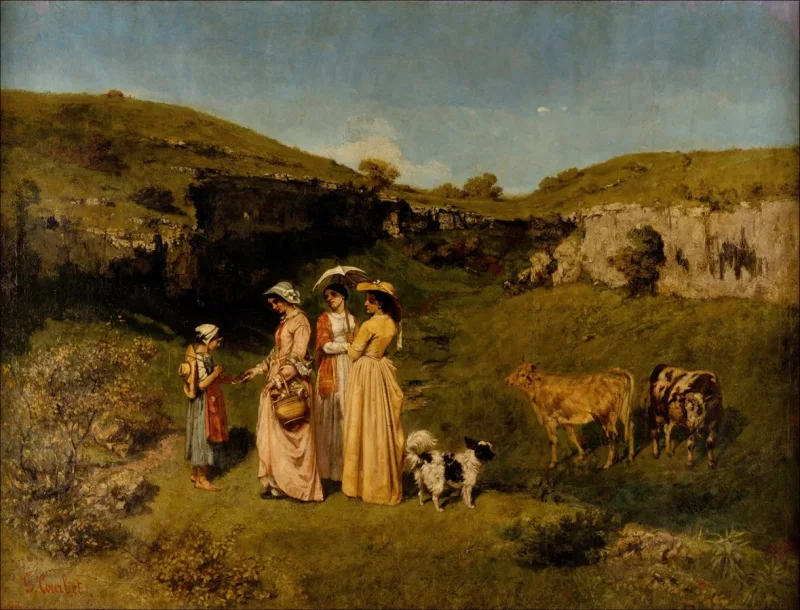 Gustave Courbet – Junge Damen des Dorfes 1851 | Giclée Kunstdruck gerahmt