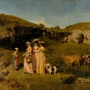 Gustave Courbet – Junge Damen des Dorfes 1851 | Giclée Kunstdruck gerahmt