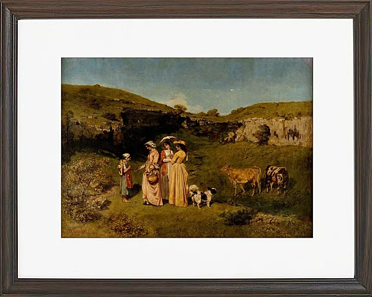 Gustave Courbet – Junge Damen des Dorfes 1851 | Giclée Kunstdruck gerahmt