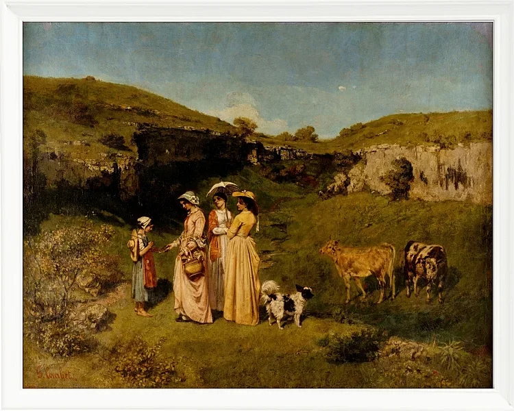 Gustave Courbet – Junge Damen des Dorfes 1851 | Giclée Kunstdruck gerahmt