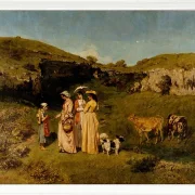 Gustave Courbet – Junge Damen des Dorfes 1851 | Giclée Kunstdruck gerahmt