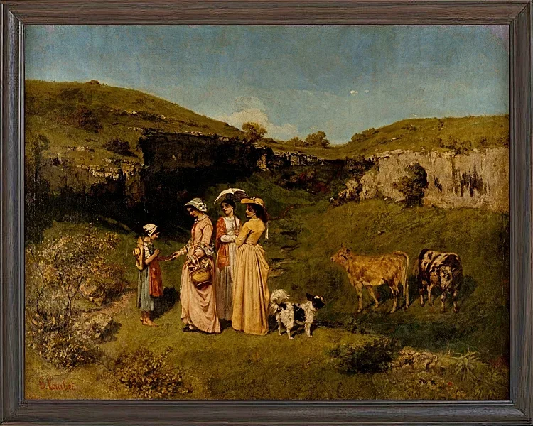 Gustave Courbet – Junge Damen des Dorfes 1851 | Giclée Kunstdruck gerahmt