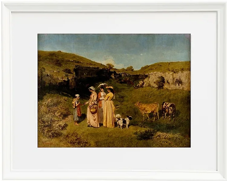 Gustave Courbet – Junge Damen des Dorfes 1851 | Giclée Kunstdruck gerahmt