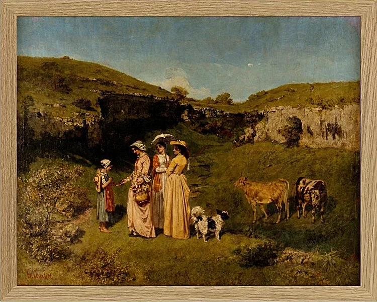Gustave Courbet – Junge Damen des Dorfes 1851 | Giclée Kunstdruck gerahmt