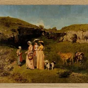 Gustave Courbet – Junge Damen des Dorfes 1851 | Giclée Kunstdruck gerahmt