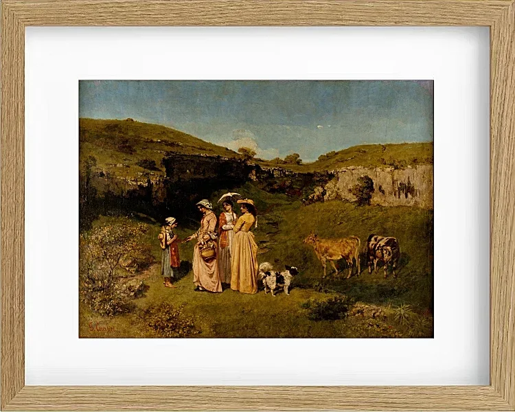 Gustave Courbet – Junge Damen des Dorfes 1851 | Giclée Kunstdruck gerahmt
