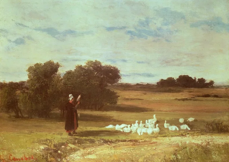 Gustave Courbet | Pige med gæs – 1860 | Indrammet kunsttryk | Realisme