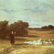 Gustave Courbet | Pige med gæs – 1860 | Indrammet kunsttryk | Realisme