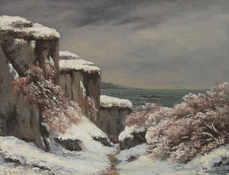 Gustave Courbet – Klippen am Meer unter dem Schnee 1864 | Giclée Kunstdruck gerahmt
